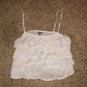 White ruffle crop top